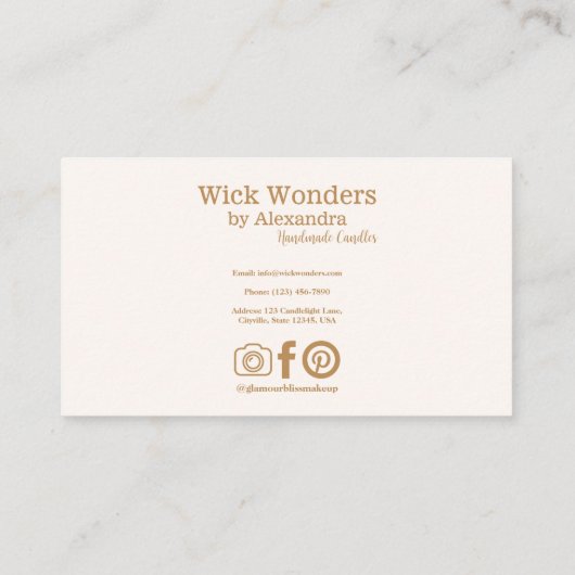 Gold Boho Minimalistische Candle Making Business C Visitenkarte (Rückseite)