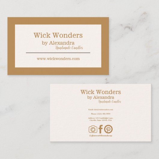 Gold Boho Minimalistische Candle Making Business C Visitenkarte (Vorne/Hinten)
