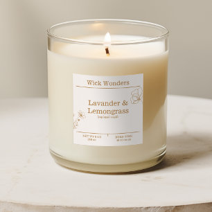 Gold Boho Minimalistisches Candle Making Label Quadratischer Aufkleber