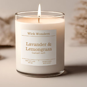 Gold Boho Minimalistisches Candle Making Label Quadratischer Aufkleber