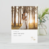 Gold Boho Modernes Minimalistisches Foto Save The Date (Stehend Vorderseite)