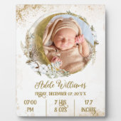 Gold-Boho-Mond-Baby-Geburtsstunde mit Foto Fotoplatte (Vorderseite)