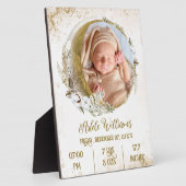 Gold-Boho-Mond-Baby-Geburtsstunde mit Foto Fotoplatte (Seite)