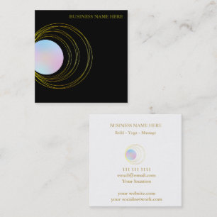 Gold Boho Rosa Mond Geometria Sacra Luna Lunar  Quadratische Visitenkarte