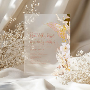 Gold Boho Schmetterling Küsse Baby Shower Acryleinladungen