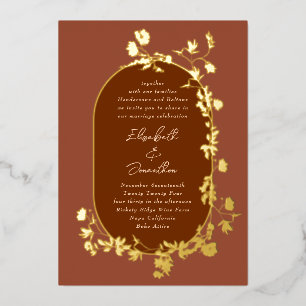 Gold Boho Terrakotta-Rahmen Kranz Floral Hochzeit Folieneinladung