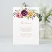 Gold Boho Tropical Floral Wedding Directors Begleitkarte (Stehend Vorderseite)