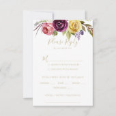 Gold Boho Tropical Floral Wedding Menü UAWG RSVP Karte (Vorderseite)