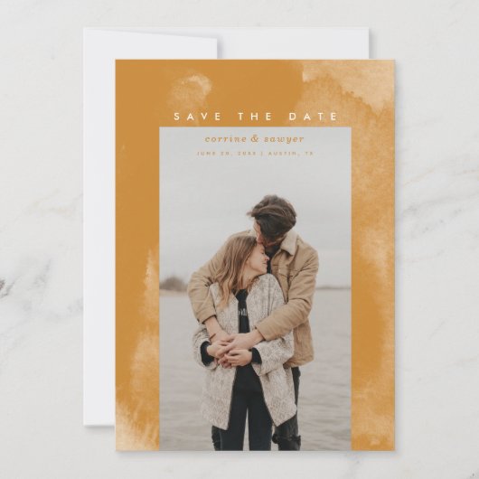 Gold Boho Watercolor Save the Date (Vorderseite)