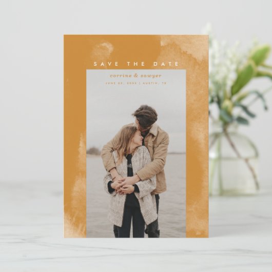 Gold Boho Watercolor Save the Date (Stehend Vorderseite)