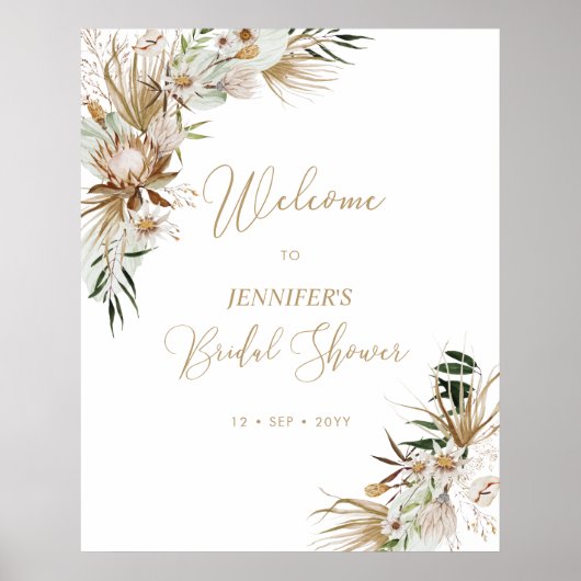 Gold Boho Wedding Brautparty Willkommen Poster (Vorne)