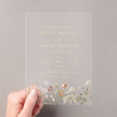 Gold Boho Wildblume Garden Wedding Acryleinladungen (Insitu (Handheld))