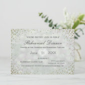 Gold Bokeh | Abendessen Probe Einladung (Stehend Vorderseite)