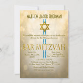 Gold Bokeh | Bar Mitzvah Einladung (Vorderseite)