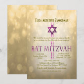 Gold Bokeh | Bat Mitzvah Einladung (Vorne/Hinten)