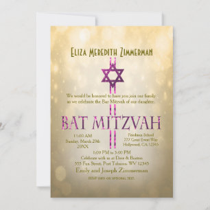 Gold Bokeh Bat Mitzvah Einladung