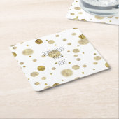 Gold Bokeh Confetti Dots Rechteckiger Pappuntersetzer (angewinkelt)