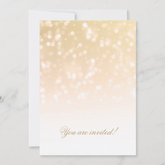 Gold-Bokeh-Funkelleuchten Einladung (Rückseite)