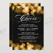 Gold-Bokeh-Glitzern jubeln Silvesterabend-Party Einladung (Vorne/Hinten)