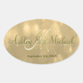 Gold Bokeh | Hochzeitsticker Ovaler Aufkleber (Vorderseite)