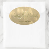 Gold Bokeh | Hochzeitsticker Ovaler Aufkleber (Tasche)