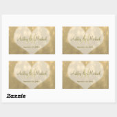 Gold Bokeh | Hochzeitsticker Rechteckiger Aufkleber (Blatt)