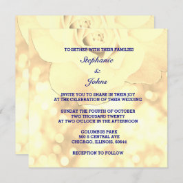 Gold Bokeh Ivory Sepia Floral Glitzer Wedding Einladung