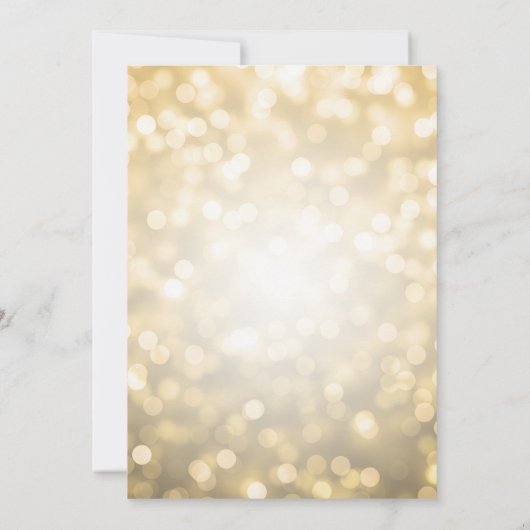 Gold Bokeh Lichter Elegant reduzierte Hochzeit Einladung (Rückseite)