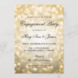Gold Bokeh Lights Elegante Engagement Party Einladung
