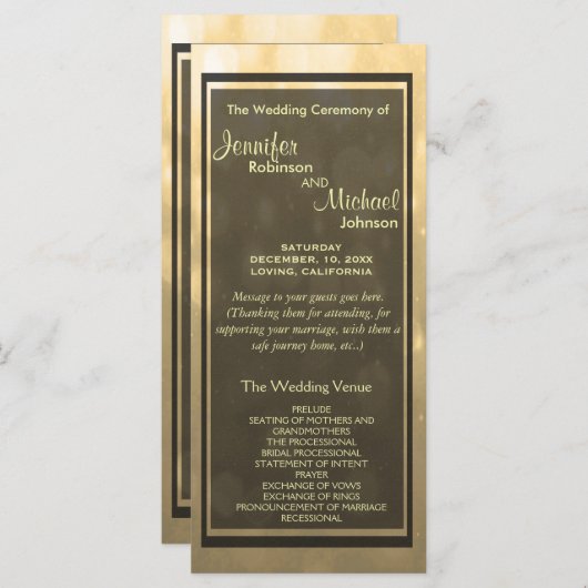 Gold Bokeh Lights Guest Program Programm (Vorne/Hinten)