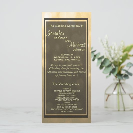 Gold Bokeh Lights Guest Program Programm (Stehend Vorderseite)