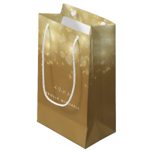 Gold Bokeh Luxus Sparkle Elegantes Glühen mit Name Kleine Geschenktüte
