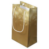 Gold Bokeh Luxus Sparkle Elegantes Glühen mit Name Kleine Geschenktüte (Rückseite Schrägansicht)