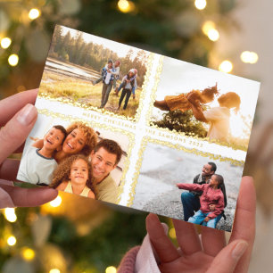 Gold Bokeh Rahmen Frohe Weihnachten MULTI Foto Folien Feiertagskarte