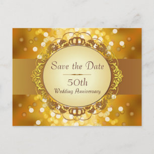 Gold Bokeh Save the Date 50 Jahre Ankündigungspostkarte
