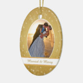 Gold Bokeh Star Rahmen Erste Weihnachtsfeier Keramikornament (Links)