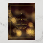 Gold Bokeh Wedding Foil Einladung (Vorderseite)