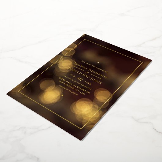 Gold Bokeh Wedding Foil Einladung (Gedreht)