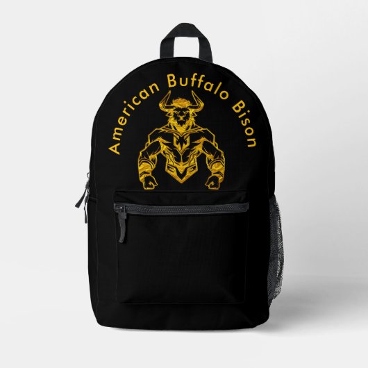Gold Bold Bison Graphic Design Bedruckter Rucksack (Vorderseite)