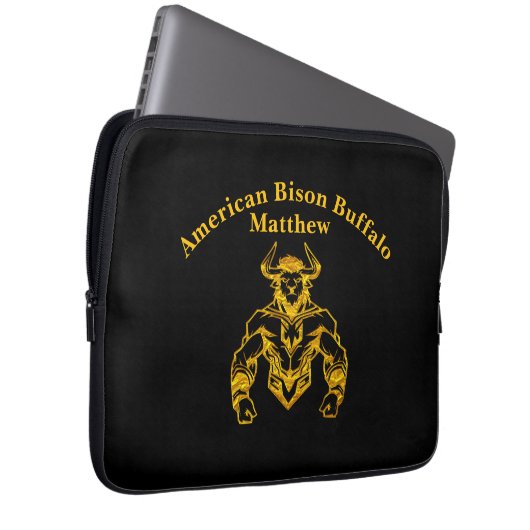 Gold Bold Bison Graphic Design Laptopschutzhülle (Vorne Rechts)