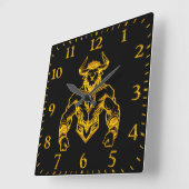 Gold Bold Bison Graphic Design Quadratische Wanduhr (Winkel)