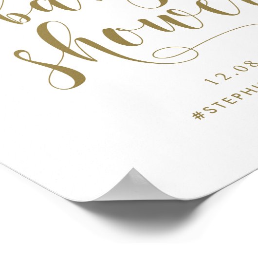 Gold Bold Script Baby Dusche Willkommen Poster (Ecke)