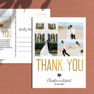 Gold Bold Vielen Dank Custom Foto Hochzeit Danke Postkarte