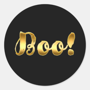 Gold BOO! Modernes Script-Halloween-Party-Gefallen Runder Aufkleber