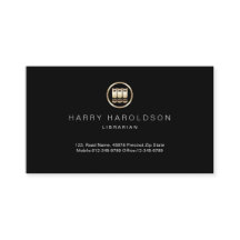 Gold Books Icon Librarian Business Card
