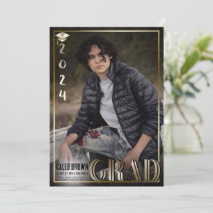 Gold Border 2024 Duo Abschluss Abschlussfoto Einladung