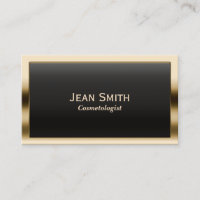 Gold Border Cosmetologe Business Card
