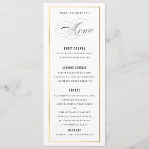Gold Border Elegante Wedding Menu Card Menükarte