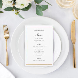 Gold Border Elegante Wedding Menu Card Menükarte