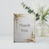 Gold Border Imitats Papier Textur Danke Karte (Stehend Vorderseite)